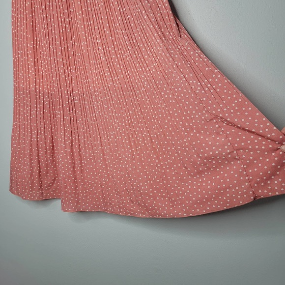 S Polka dot skirt Accordion Pleats Pink White EE - Picture 3 of 10
